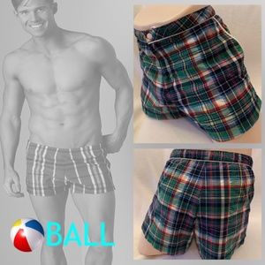 Ball Plaid Swim Trunks 34 Waist RARE style